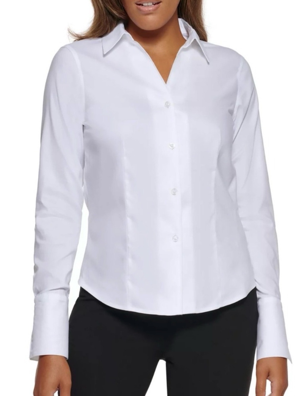 Calvin Klein White Long-Sleeve Button Down Non Iron Shirt - Size 8